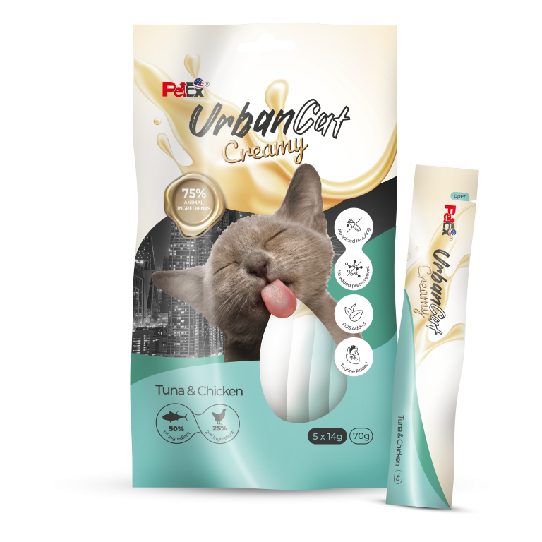 חטיף קרמי לחתולים בטעם טונה ועוף 70 גרם | PetEx Urban Cat Creamy Treats Tuna and Chicken