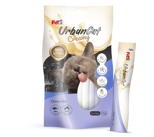 חטיף קרמי לחתולים בטעם דגי אוקיינוס 70 גרם | PETEX Urban Cat Creamy