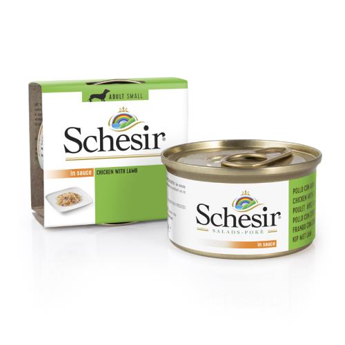 מעדן רטוב לכלבים בטעם עוף וכבש 85 גרם | Schesir Dog Food