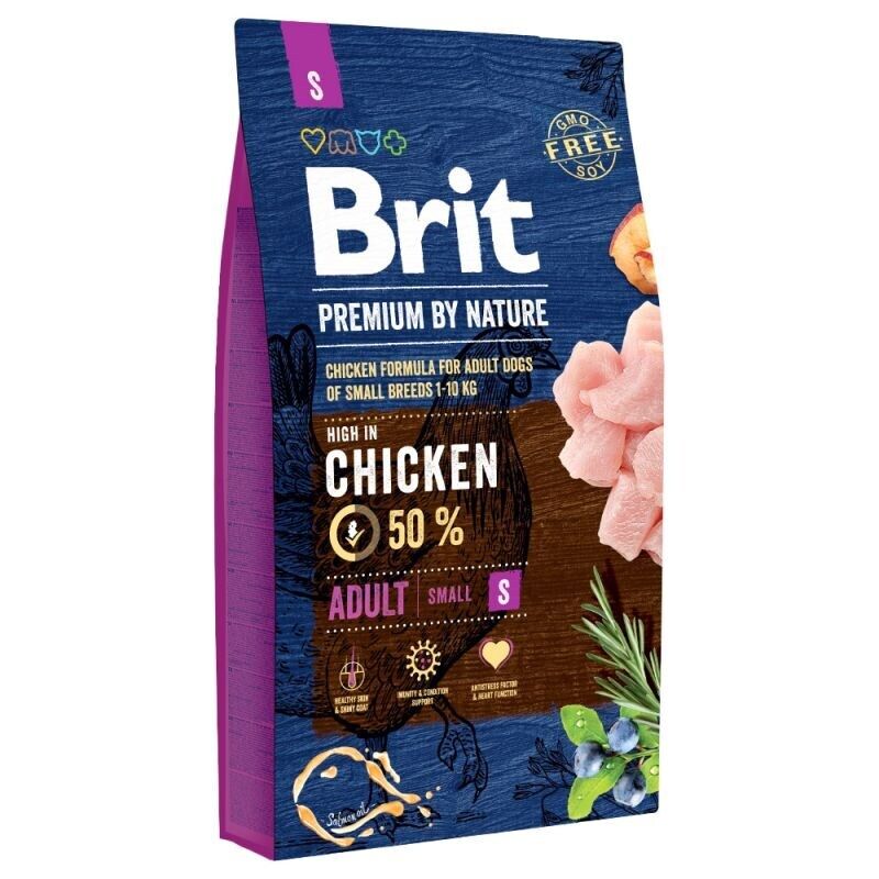 מזון יבש לכלבים בוגרים מגזע קטן 3 ק"ג | Brit Premium Adult Small Breed Chicken