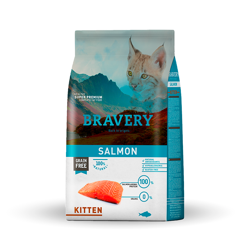 מזון יבש לגורי חתולים 2 ק"ג | Bravery Kitten Salmon