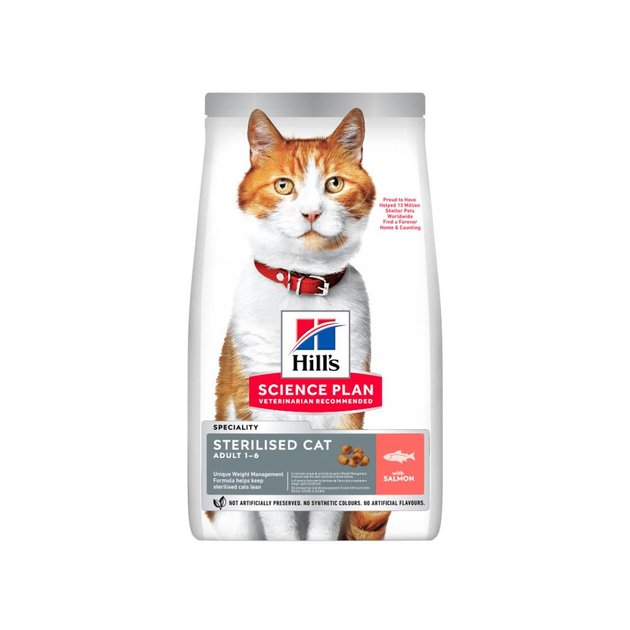 מזון יבש לחתולים בוגרים מעוקרים 3 ק"ג | Hill's Science Plan Sterilised Cat Young Adult with Salmon
