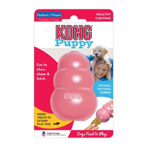 צעצוע גומי לעיסה לגורי כלבים בינוניים מידה M | KONG Puppy