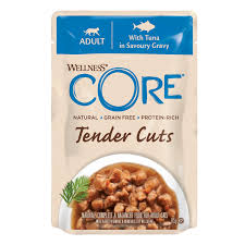 מעדן לחתולים בטעם טונה ברוטב 85 גרם | Wellness CORE Tender Cuts with Tuna in Savory Gravy