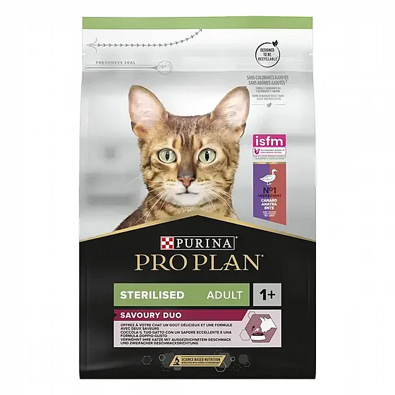 מזון יבש לחתולים בוגרים מעוקרים 3 ק"ג | Pro Plan Sterilised Savoury Duo