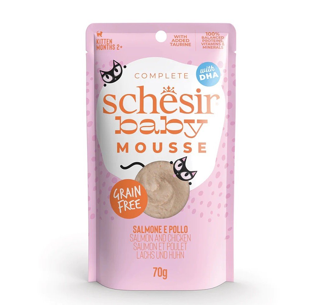 מעדן רטוב לחתלתולים בטעם מוס סלמון 70 גרם | Schesir Baby Mousse Salmon