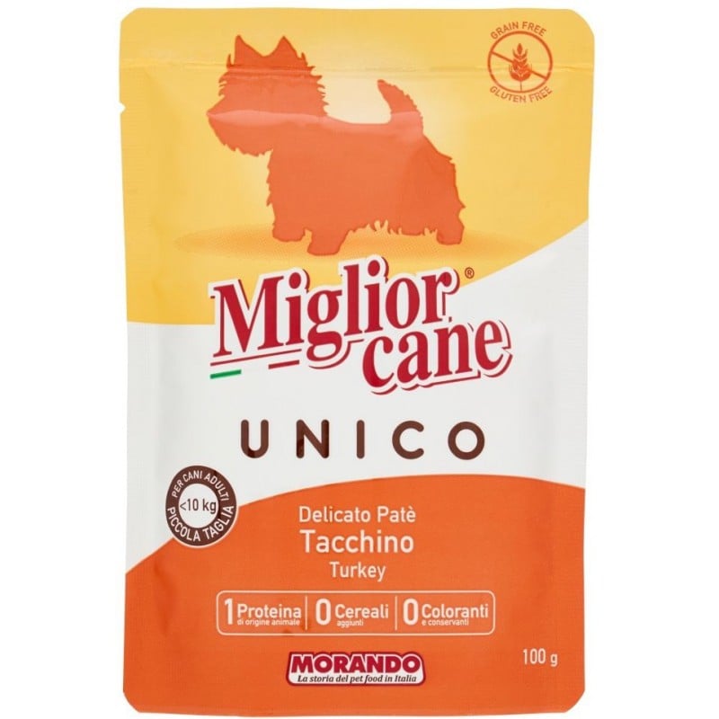 פאוץ' שימור רטוב לכלבים בטעם הודו 100 גרם | Miglior Unico