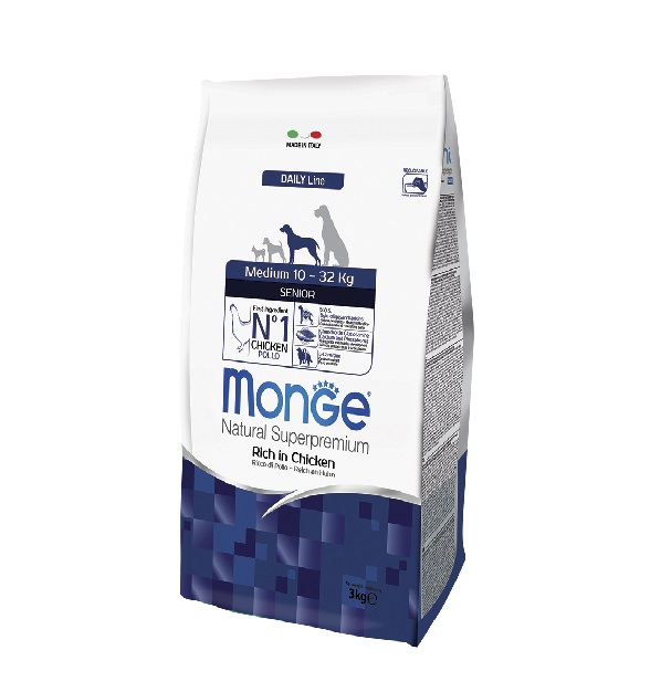 מזון יבש לכלבים מבוגרים מגזע בינוני 12 ק"ג | Monge Medium Senior Chicken & Rice