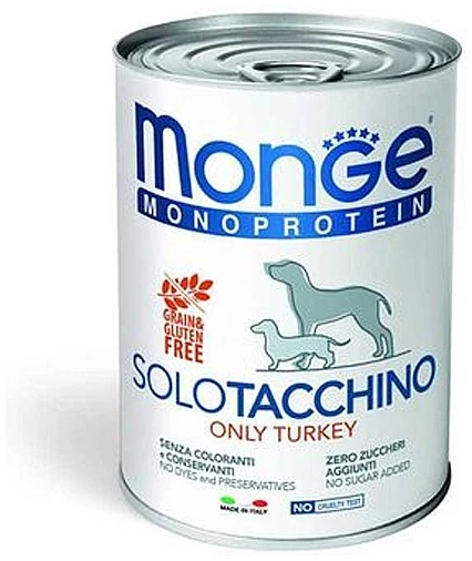 מזון רטוב לכלבים בוגרים בטעם הודו 400 גרם | Monge Monoprotein Turkey Pate