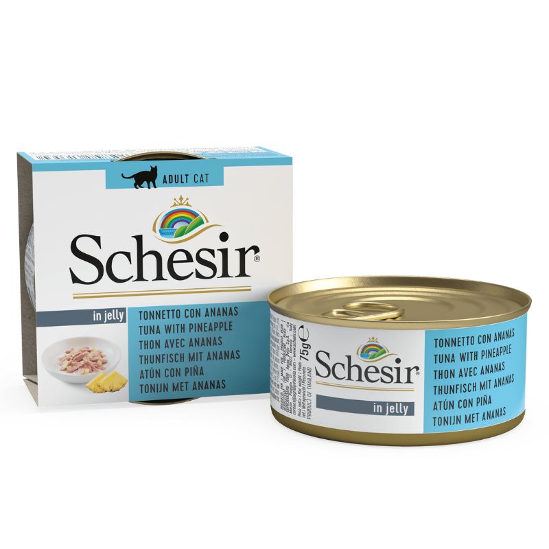 מעדן רטוב לחתולים בטעם טונה עם אננס 75 גרם | Schesir Cat Wet Food Tuna with Pineapple in Jelly