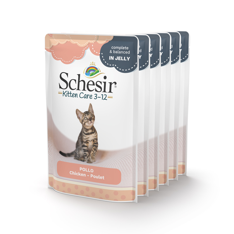 מעדן רטוב לגורי חתולים בטעם עוף 85 גרם | Schesir Kitten Pouch Chicken