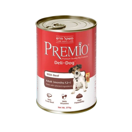 שימור פטה לכלבים בוגרים בטעם בקר 375 גרם | Premio Adult Beef Pate For Dogs