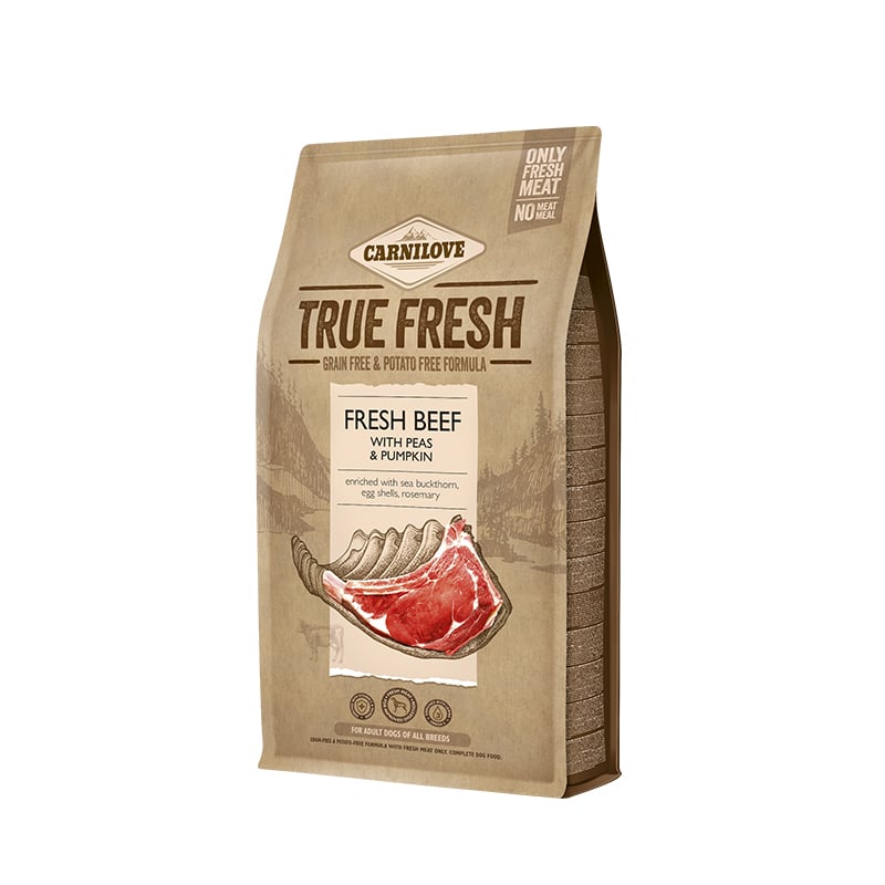 מזון יבש לכלבים בוגרים בטעם בקר 4 ק"ג | Carnilove True Fresh Beef
