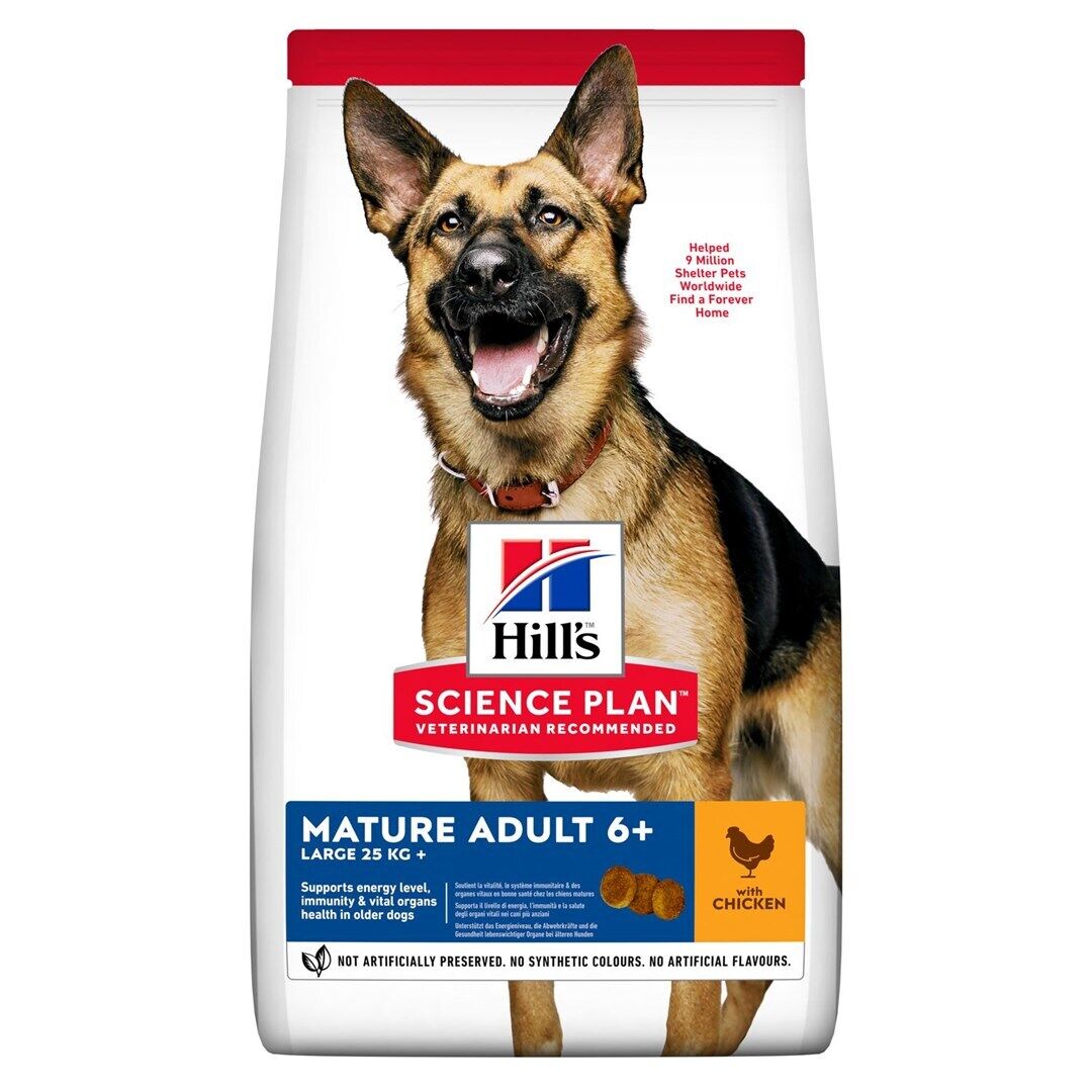 מזון יבש לכלבים בוגרים מגזע גדול 14 ק"ג | Hill's Science Plan Adult 6+ Large Breed Chicken Meal, Barley & Rice Recipe