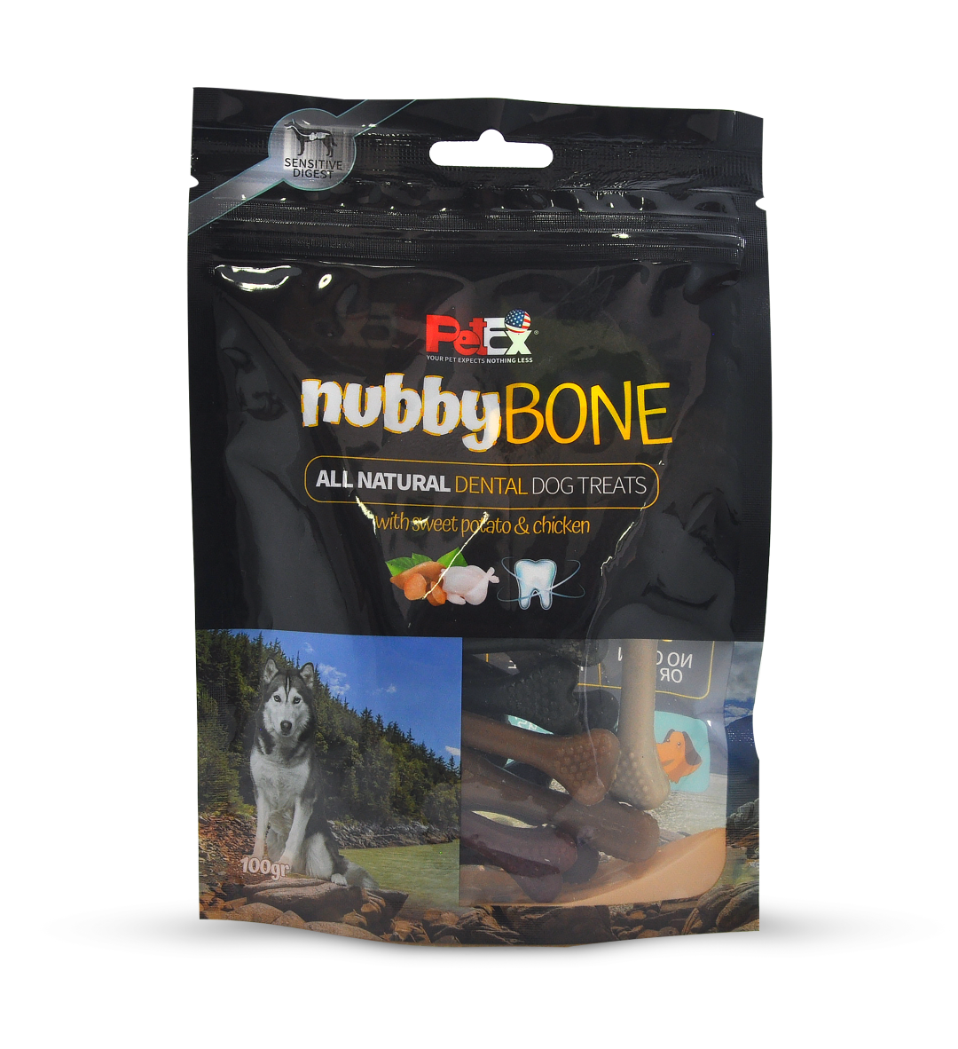 חטיף דנטלי לכלבים 100 גרם | PetEx Nubby Bone