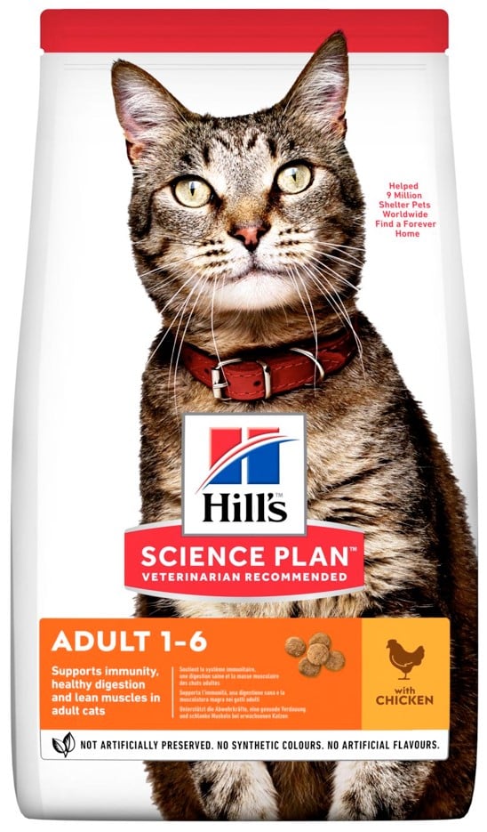 מזון יבש לחתולים בוגרים בטעם עוף 10 ק"ג | Hill's Science Plan Adult Cat Chicken