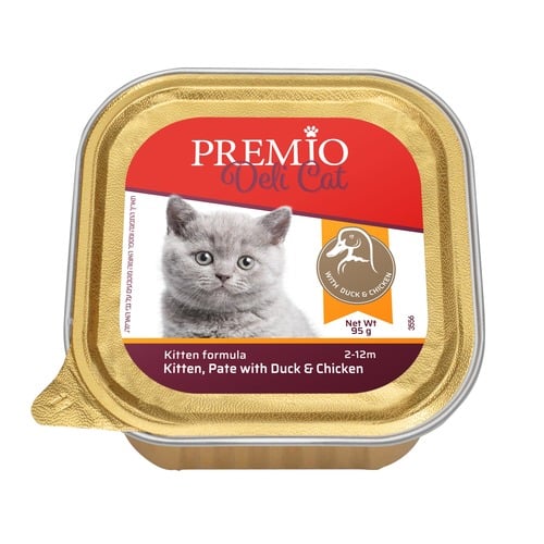 מעדן פטה לחתולים גורים בטעם ברווז ועוף 95 גרם | Premio DeliCat Kitten Duck & Chicken