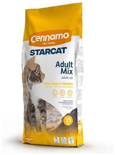 מזון יבש לחתולים בוגרים 15 ק"ג | Star Cat Mix Adult Chicken Fish & Vegetables