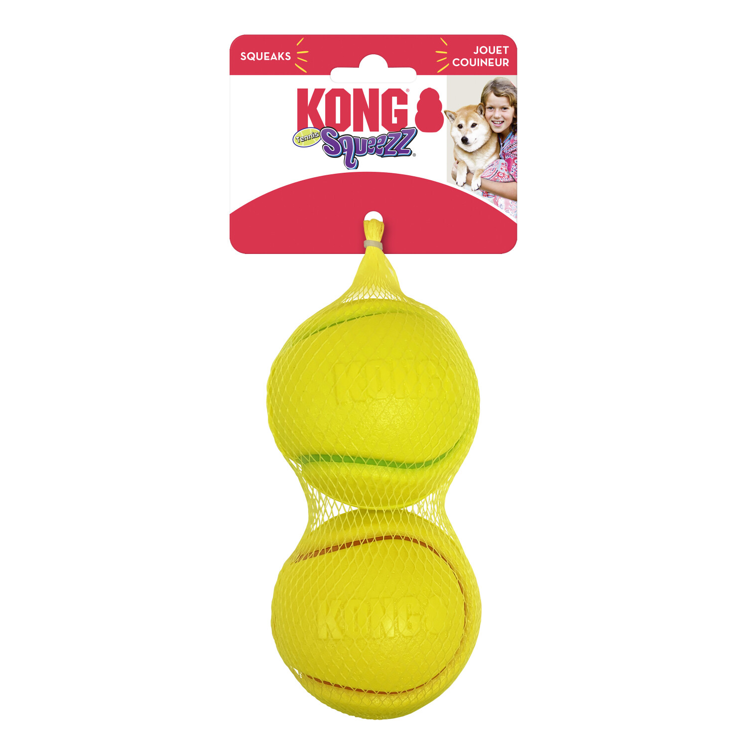 צעצוע כדור טניס מצפצף לכלבים בינוניים | KONG Squeezz Ball Medium