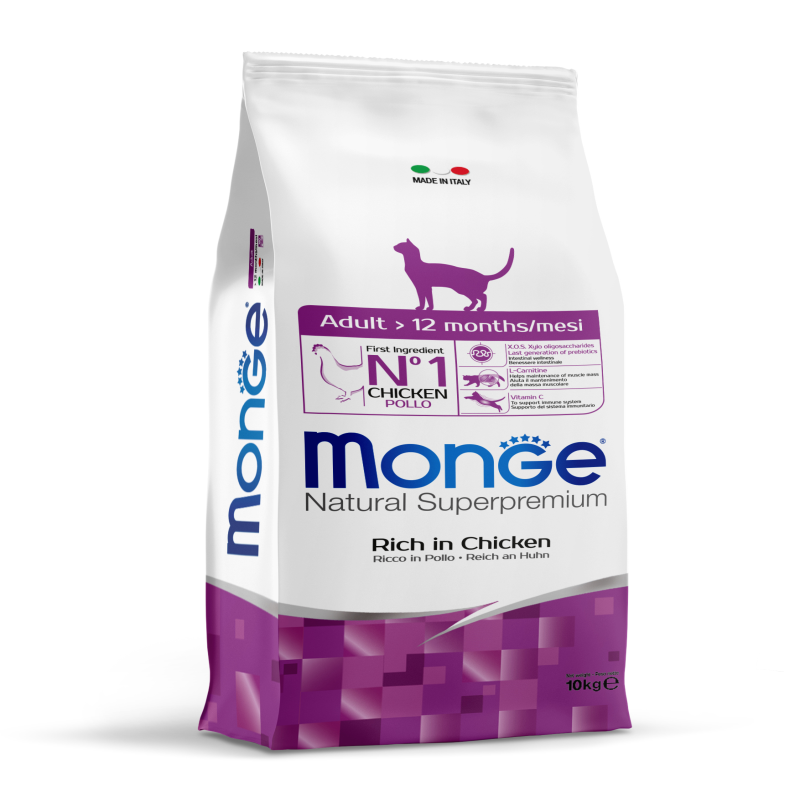 מזון יבש לחתולים בוגרים 10 ק"ג | Monge Adult Cat Chicken