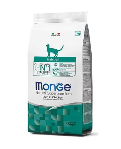 מזון יבש לחתולים בוגרים בטעם עוף 10 ק"ג | Monge Natural Superpremium Hairball