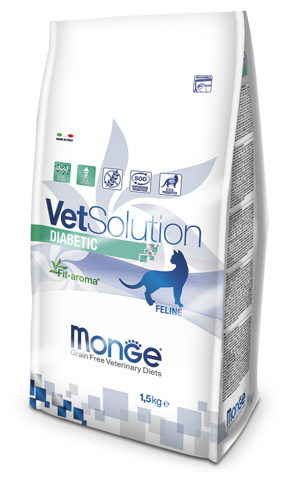 מזון יבש לחתולים בוגרים עם סוכרת 1.5 ק"ג | Monge VetSolution Diabetic