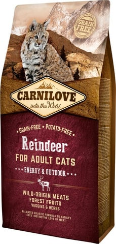 מזון יבש לחתולים בוגרים בטעם צבי 2 ק"ג | Carnilove Feline Adult Reindeer