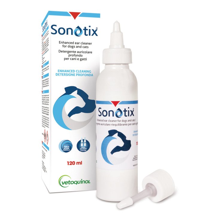 תמיסת ניקוי אוזניים לכלבים וחתולים 120 מ"ל | Sonotix