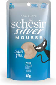 מוס לחתול מבוגר 11+ 80 גרם | Schesir Silver Mousse Senior Chicken