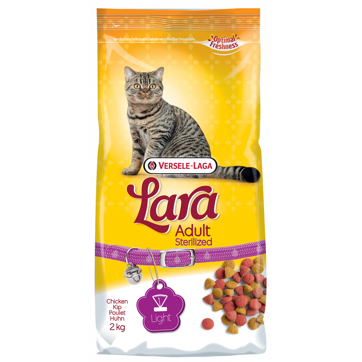 מזון יבש לחתולים מסורסים בטעם עוף 2 ק"ג | Lara