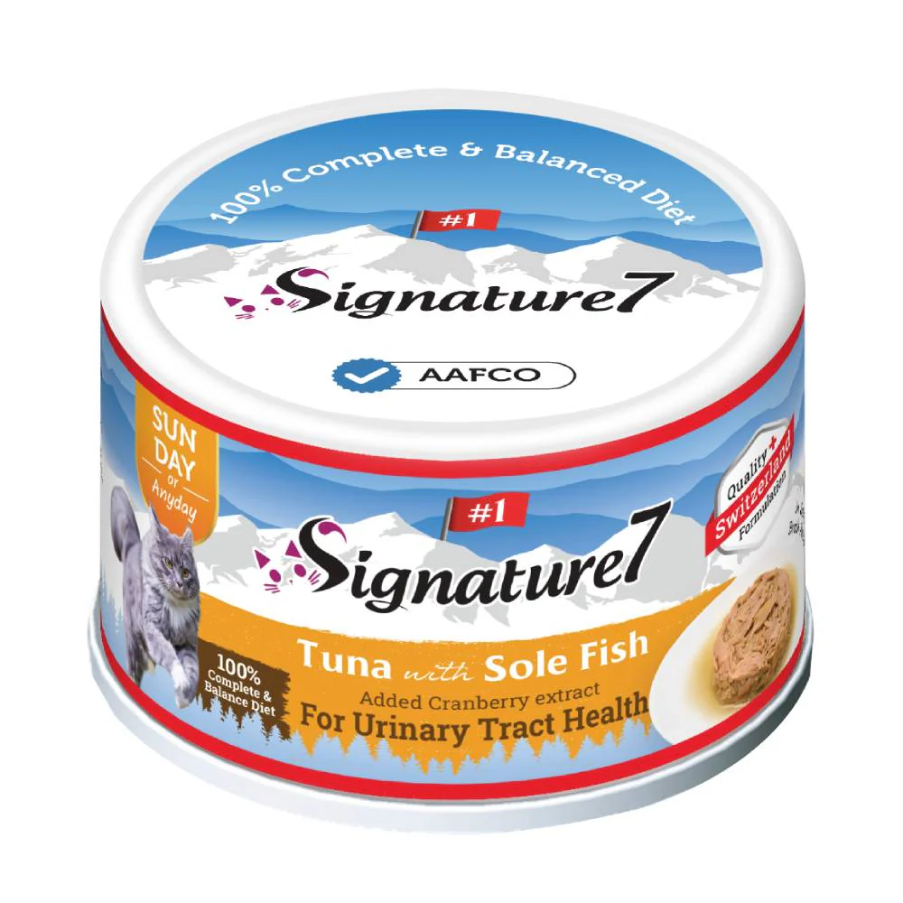 מעדן לחתולים בטעם טונה ודג סול 70 גרם | Signature7