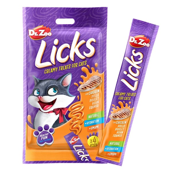 חטיף נוזלי לחתולים בטעם עוף 60 גרם | Dr. Zoo Licks Liquid Snack for Cats