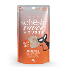 מוס לחתול מבוגר 11+ 80 גרם | Schesir Silver Mousse Senior Salmon & Chicken