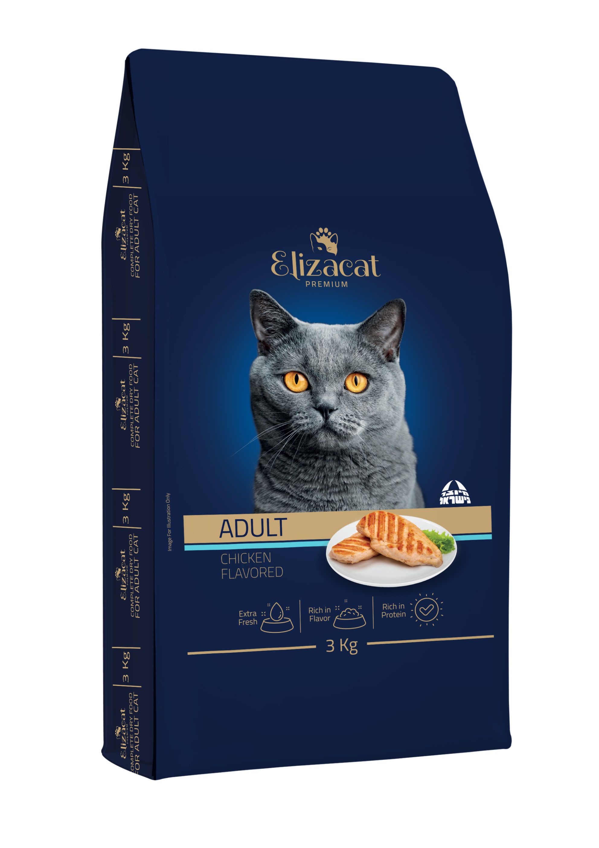 מזון יבש לחתולים בוגרים 3 ק"ג | Elizacat Chicken