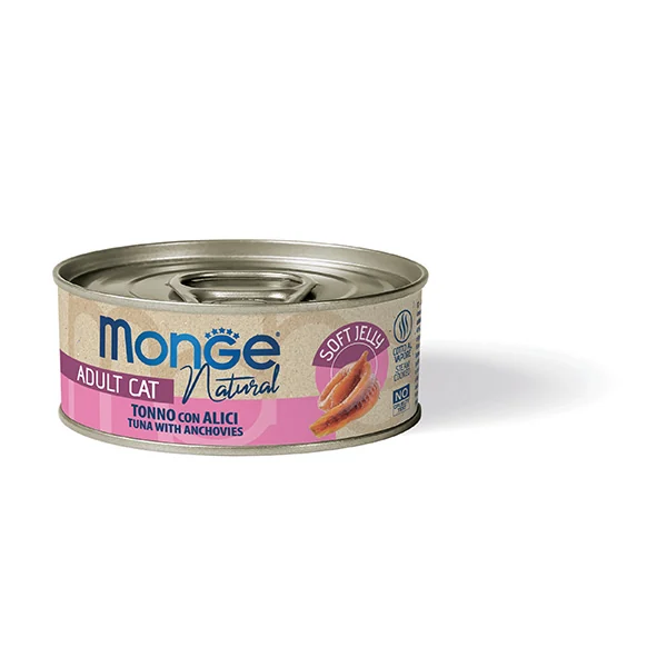 מזון רטוב משלים לחתולים בוגרים 80 גרם | Monge Natural Tuna with Anchovies