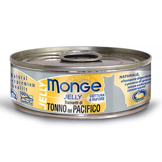 מזון רטוב משלים לחתולים בוגרים 80 גרם | Monge Natural Superpremium Jelly Pacific Tuna Slices