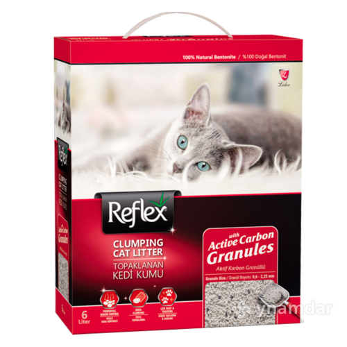 חול מתגבש לחתולים עם פחם פעיל 6 ליטר | Reflex Clumping Cat Litter with Active Carbon