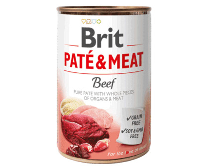 מזון רטוב לכלבים בוגרים מכל הגזעים 400 גרם | Brit Paté & Meat Beef