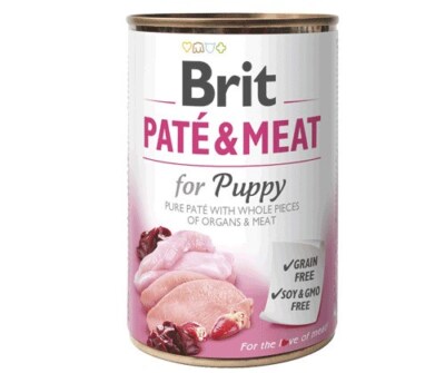 מזון רטוב לגורי כלבים פטה עוף והודו 400 גרם | Brit Paté & Meat