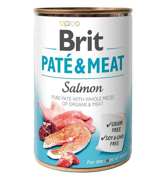 מזון רטוב לכלבים בוגרים פטה עם סלמון 400 גרם | Brit Paté & Meat Salmon