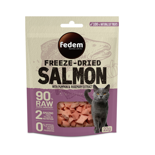 חטיף סלמון ודלעת מיובש בהקפאה לחתולים | Fedem