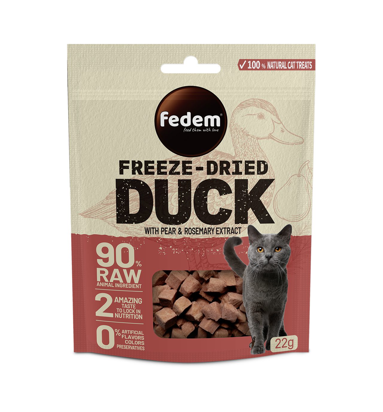 חטיף מיובש בהקפאה לכלבים ברווז ואגס 1 יחידה | Freeze Dried Duck & Pear
