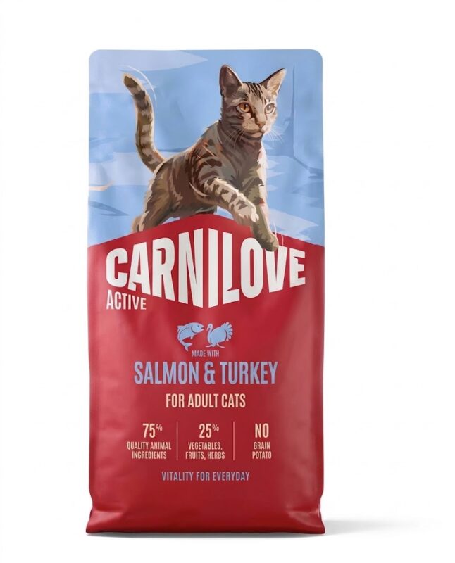 מזון יבש לחתולים בוגרים סלמון והודו 2 ק"ג | Carnilove Active Salmon & Turkey