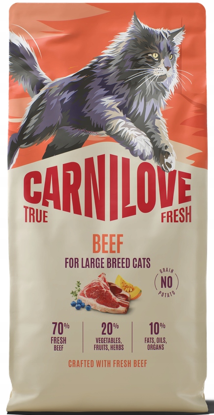 מזון יבש לחתולים בוגרים מגזע גדול 6 ק"ג | Carnilove True Fresh Beef
